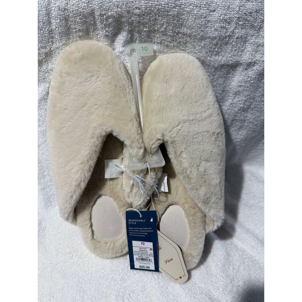 Universal Thread Womens Cream Faux Fur Slipper Mules Square Toe Size 10 NEW